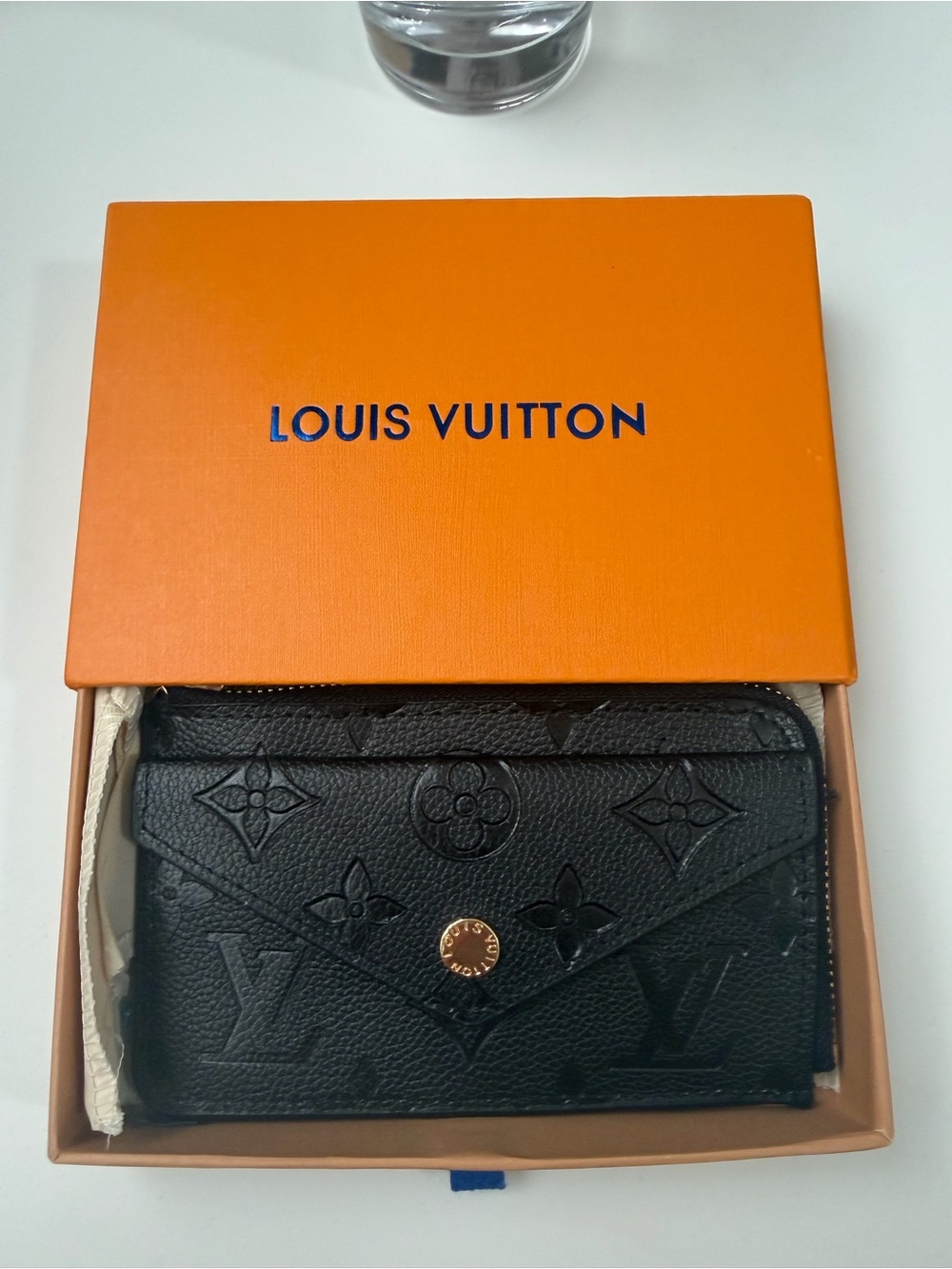 Louis Vuitton Black Embossed Monogram Envelope Card Case
